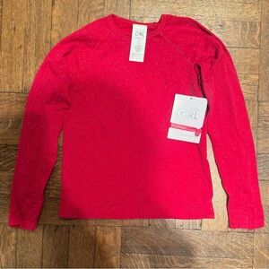 Athleta Girl Red Power Up Shimmer Top Long-Sleeve Shirt Size XS/6 NWT